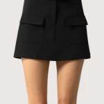 Elegant Black Mini Skirt With Utility Pockets