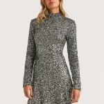 Shimmering Silver Sequin Mini Dress